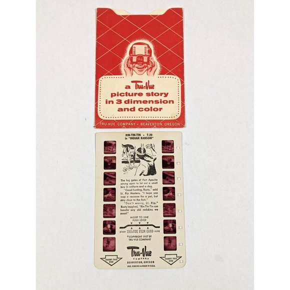 Tru-Vue Film Card Stereoview Rin-Tin-Tin Rin Tin Tin Indian Ransoms T-20 Vintage - Picture 1 of 3